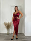 Vestito lungo drappeggiato in satin con spacco - Follie by Alice