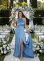 Vestito lungo in raso con spacco KRISTAL - Follie by Alice
