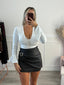 Body drappeggiato a maniche lunghe con bottoncini e maniche a campana - Follie by Alice