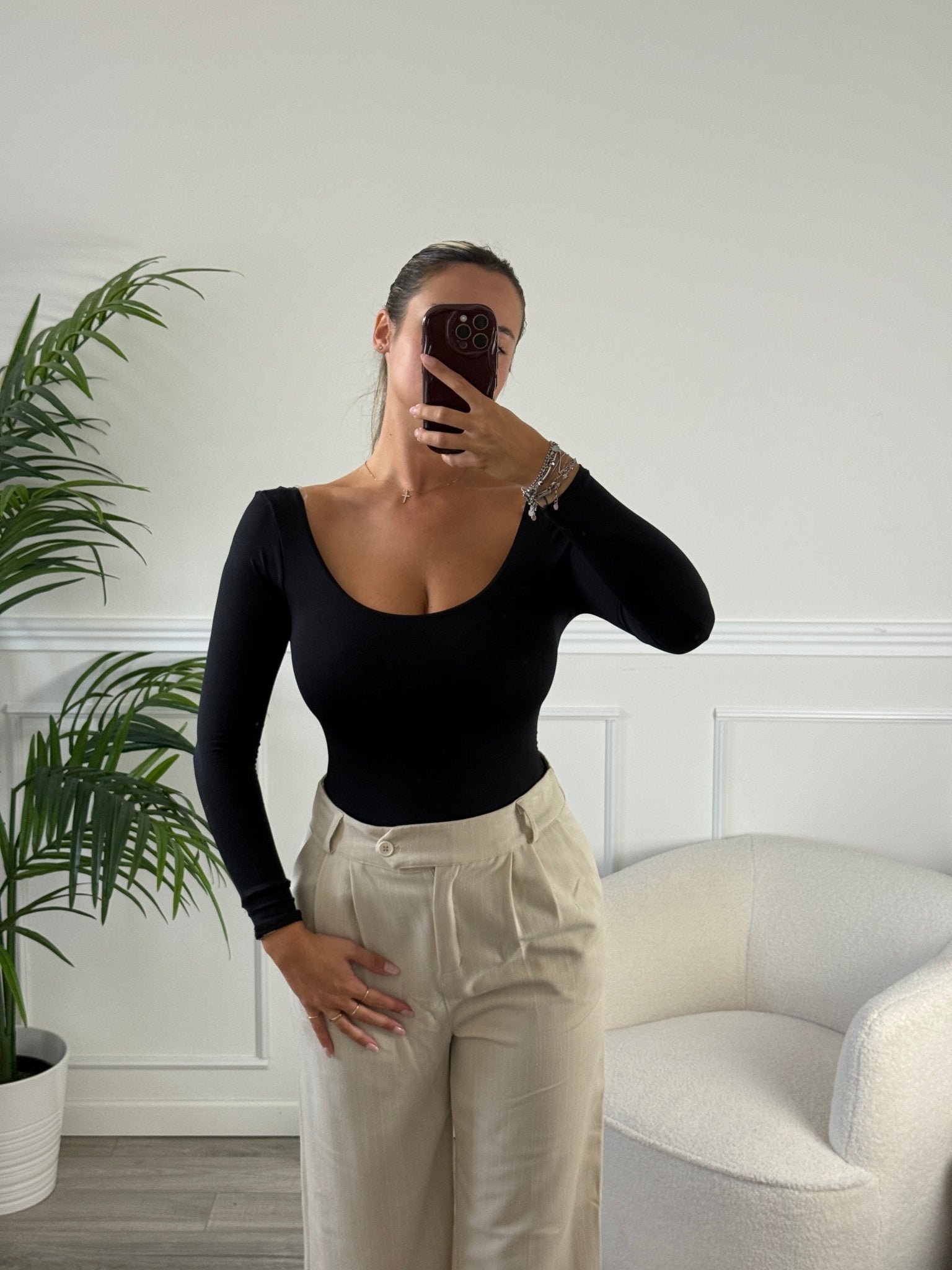 Body satin a maniche lunghe - Follie by Alice