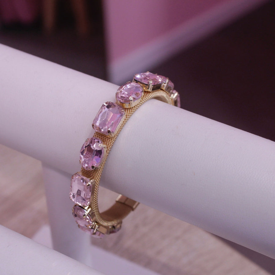 Braccialetto rigido oro con pietrine brillanti lilla – alternate