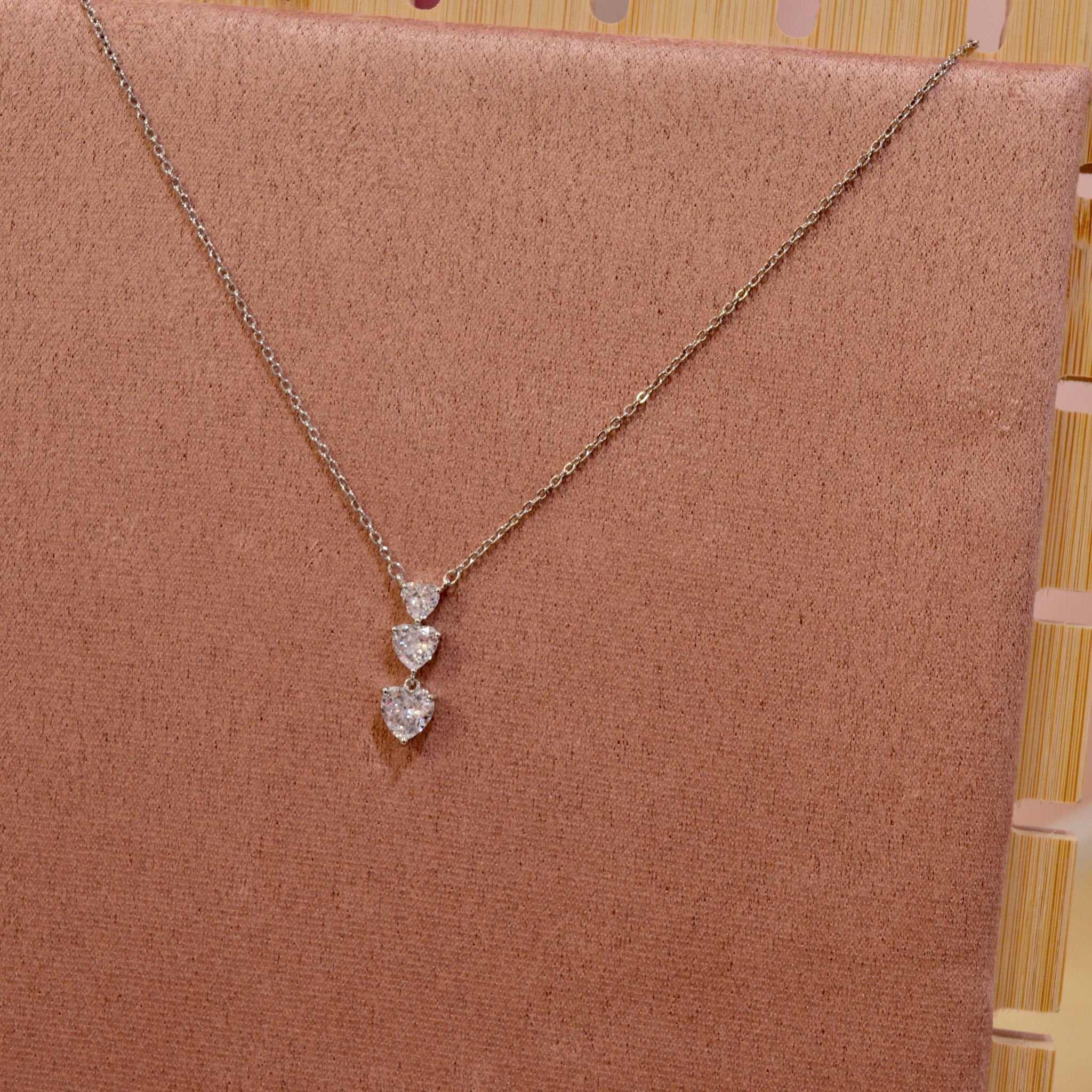 Collana argento con cuoricini pendenti brillanti - Follie by Alice