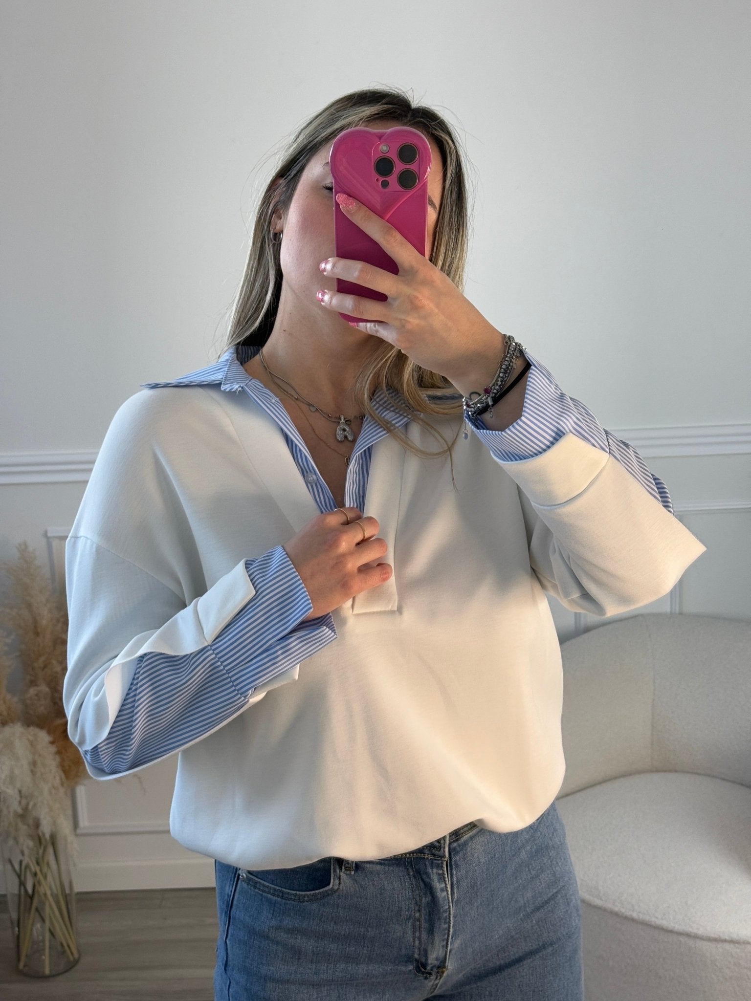 Felpa - camicia 2 in 1 con dettagli a righe - Follie by Alice