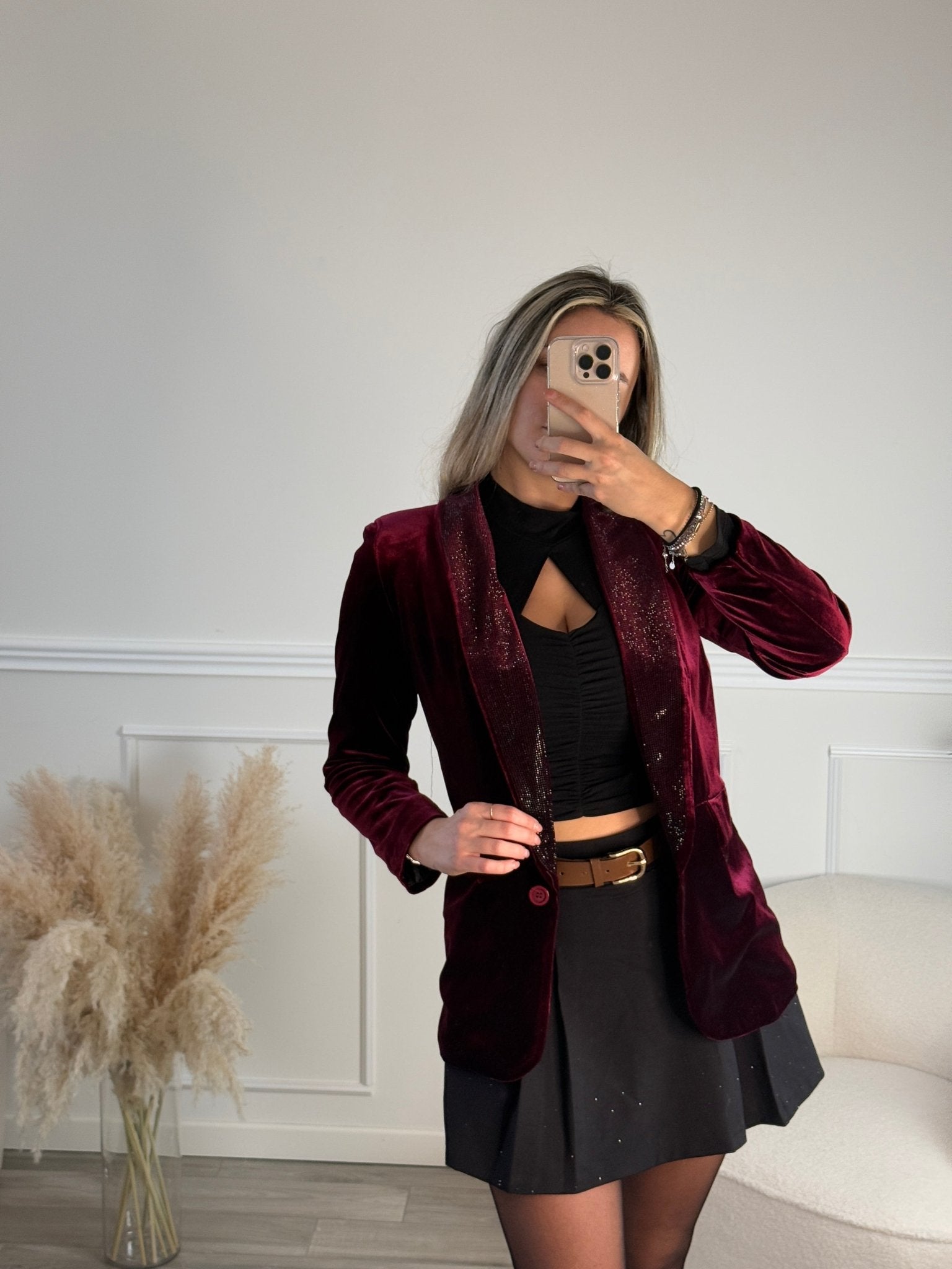 Giacca in ciniglia con strass gioiello - Follie by Alice