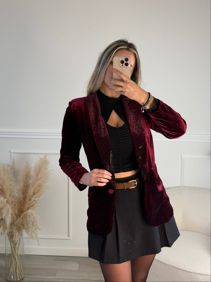 Giacca in ciniglia con strass gioiello