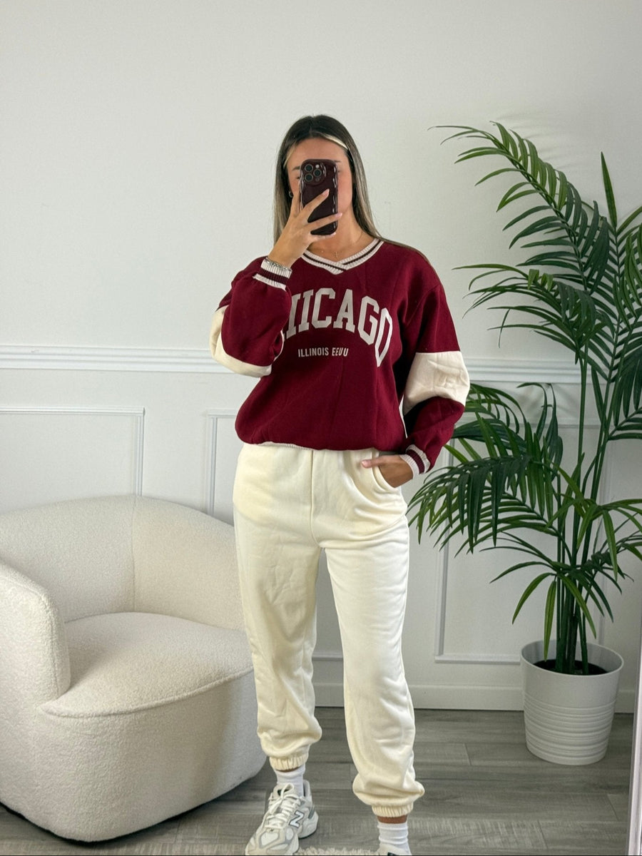 Joggers panna con fondo elastico