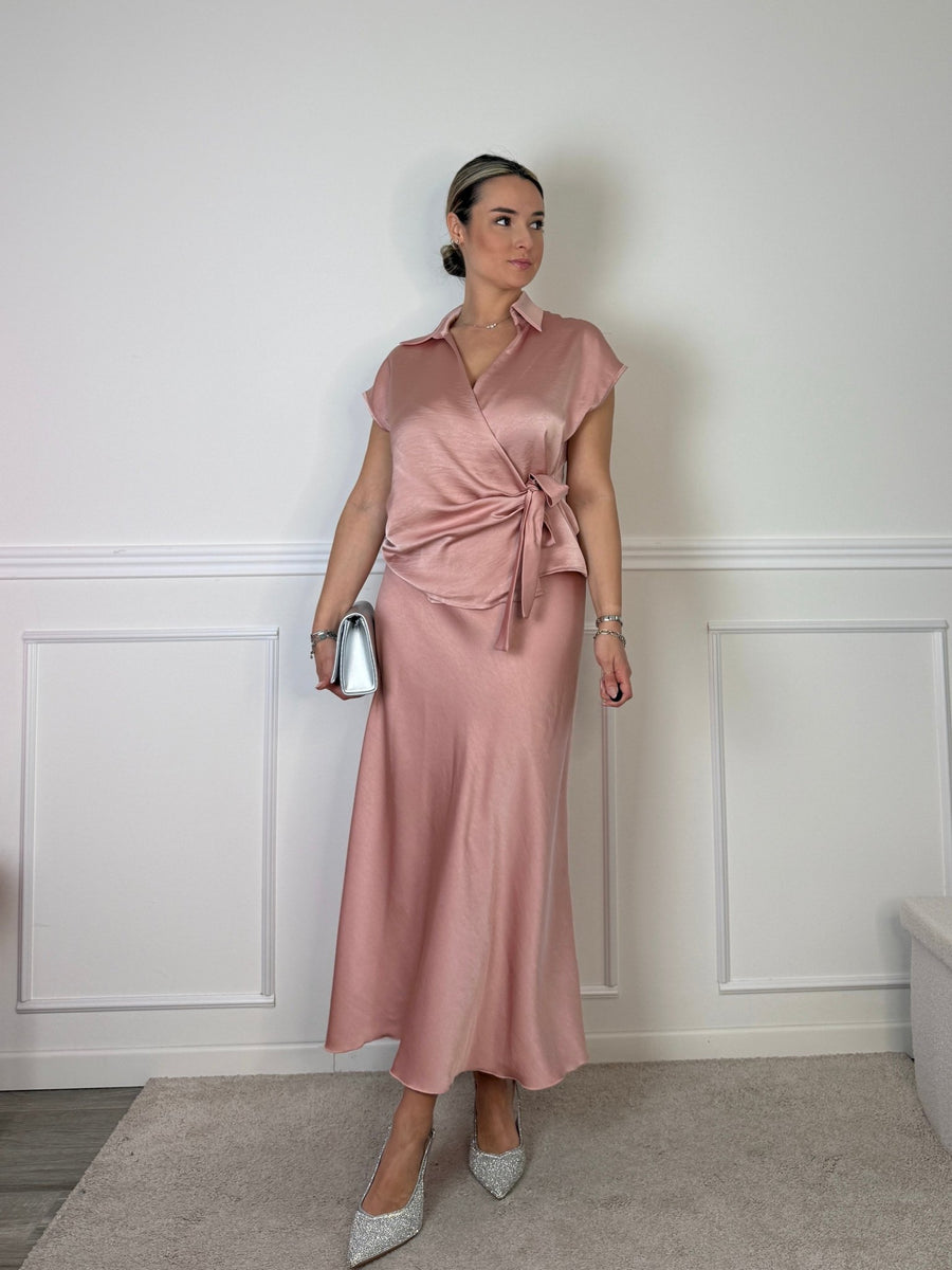 Longuette svasata in raso PETRA