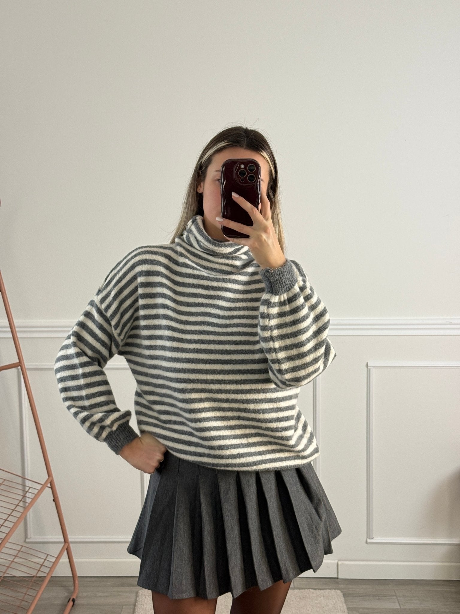 Maglioncino dolcevita a righe in lana - Follie by Alice