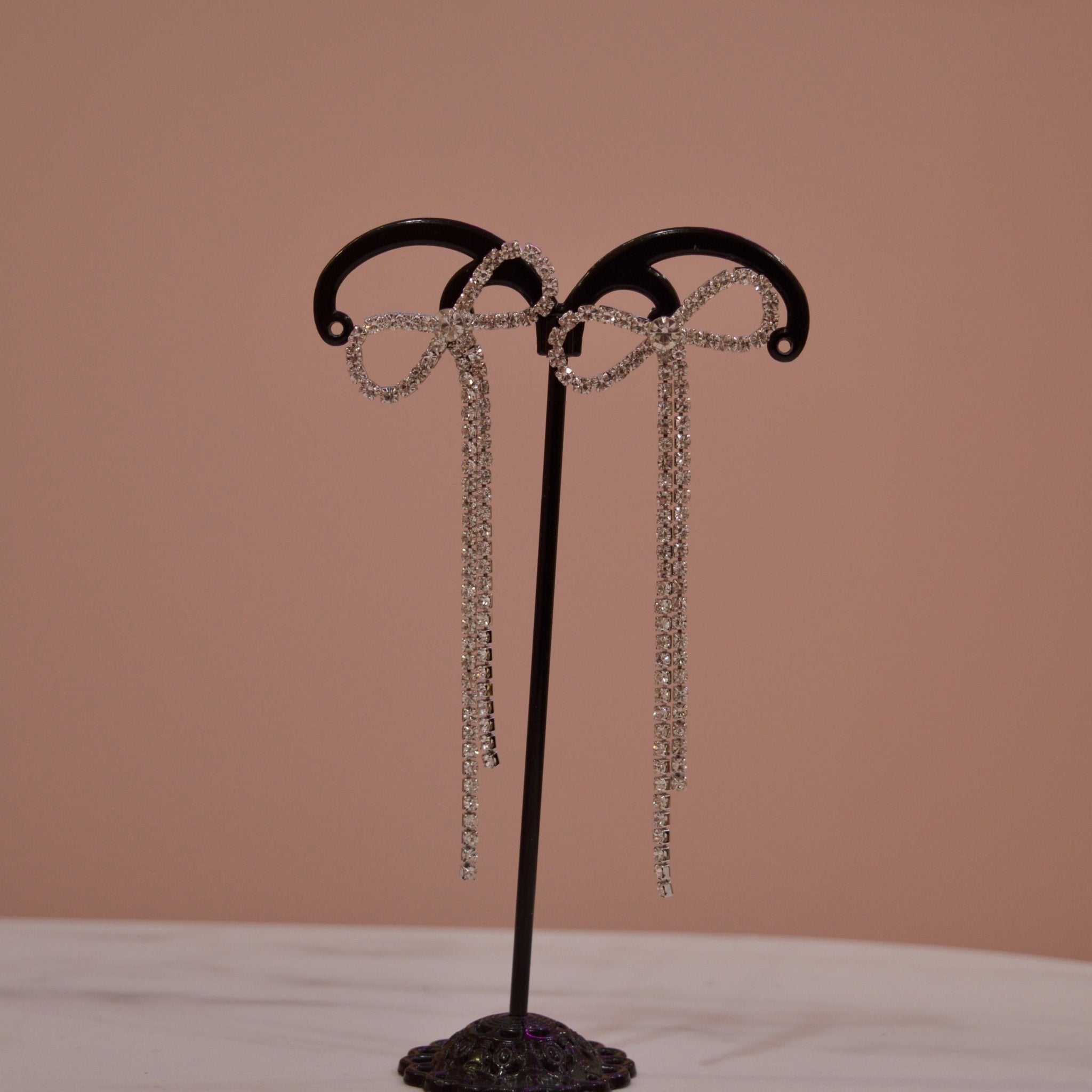 Orecchini argento a fiocchetto pendente di strass - Follie by Alice