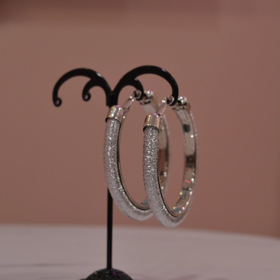 Orecchini argento brillanti a cerchio