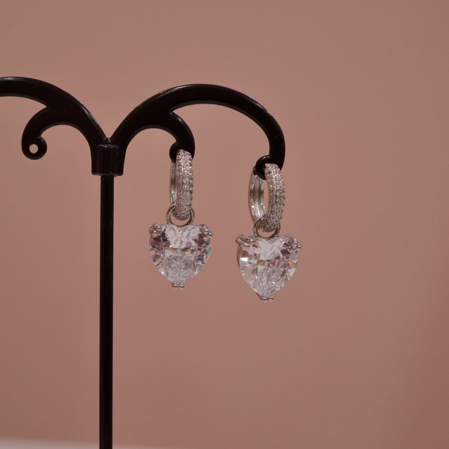 Orecchini argento con cuore gioiello e strass