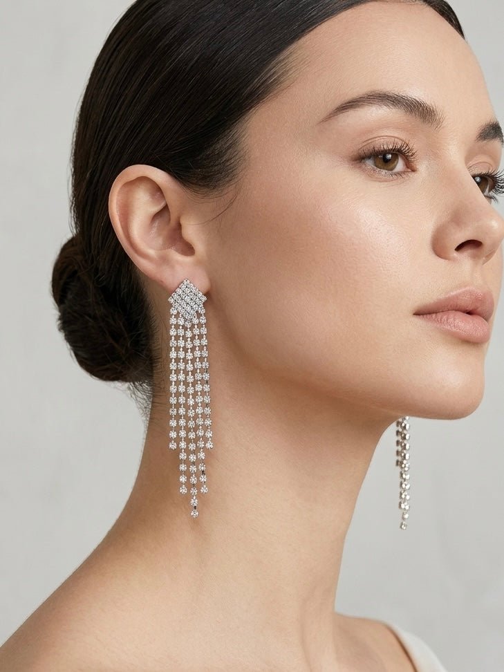 Orecchini argento pendenti di strass - Follie by Alice