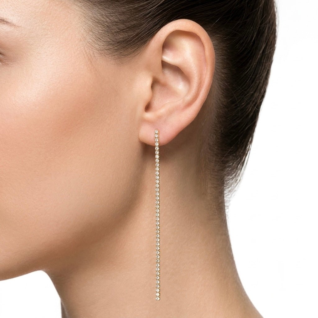 Orecchini oro pendenti con strass gioiello - Follie by Alice