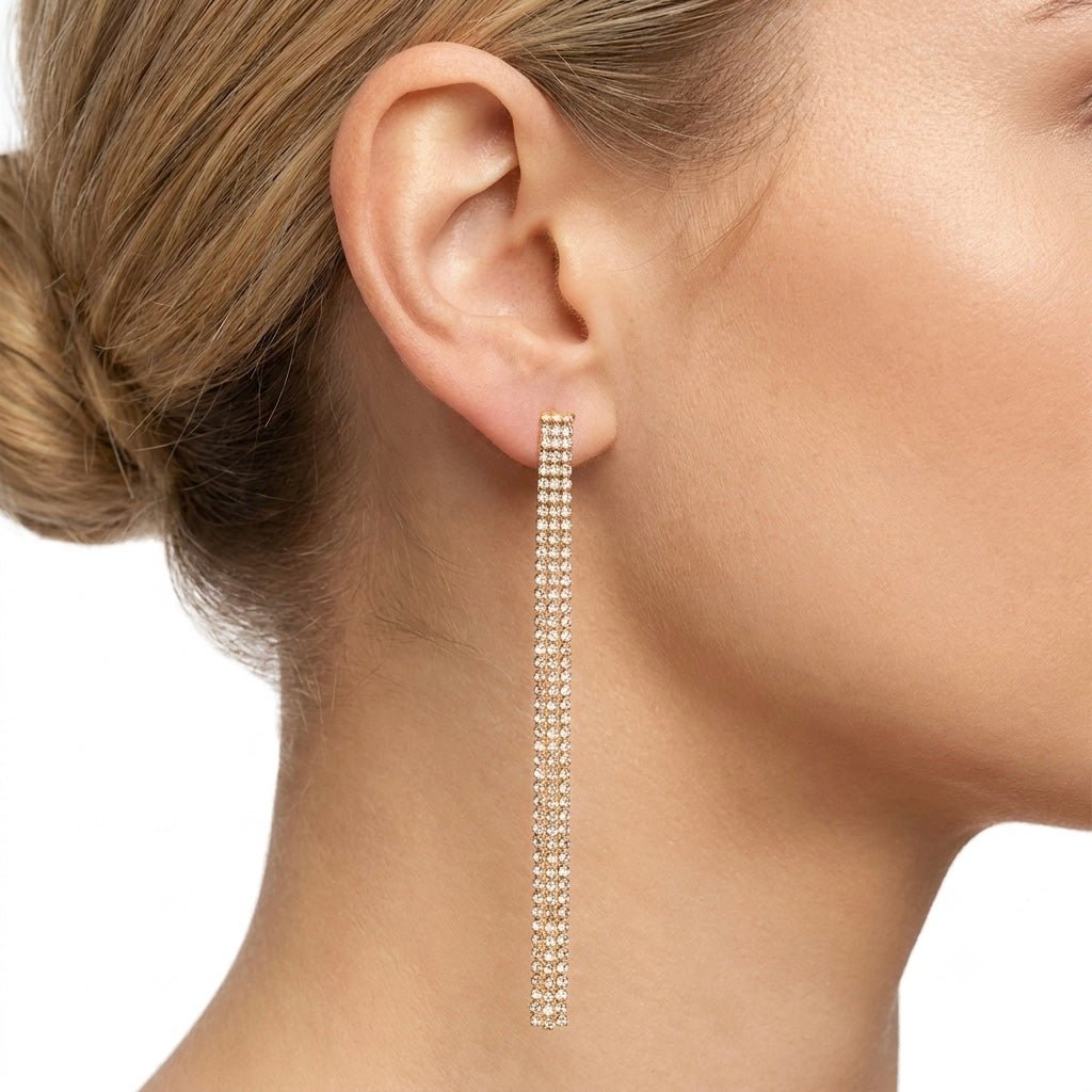 Orecchini oro pendenti di strass - Follie by Alice