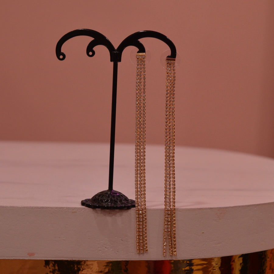 Orecchini oro pendenti di strass