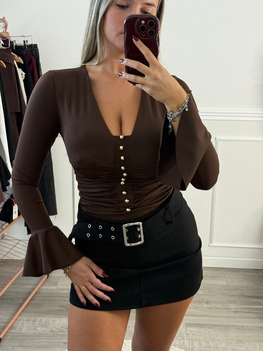 Pantaloncino-gonna con cintura con maxi-fibbia