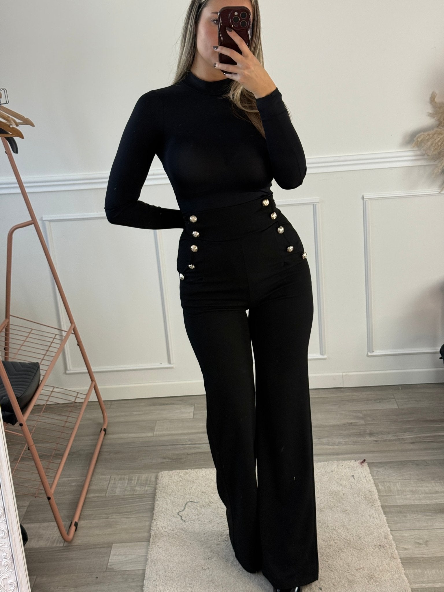 Pantaloni a palazzo con bottoni gioiello - Follie by Alice