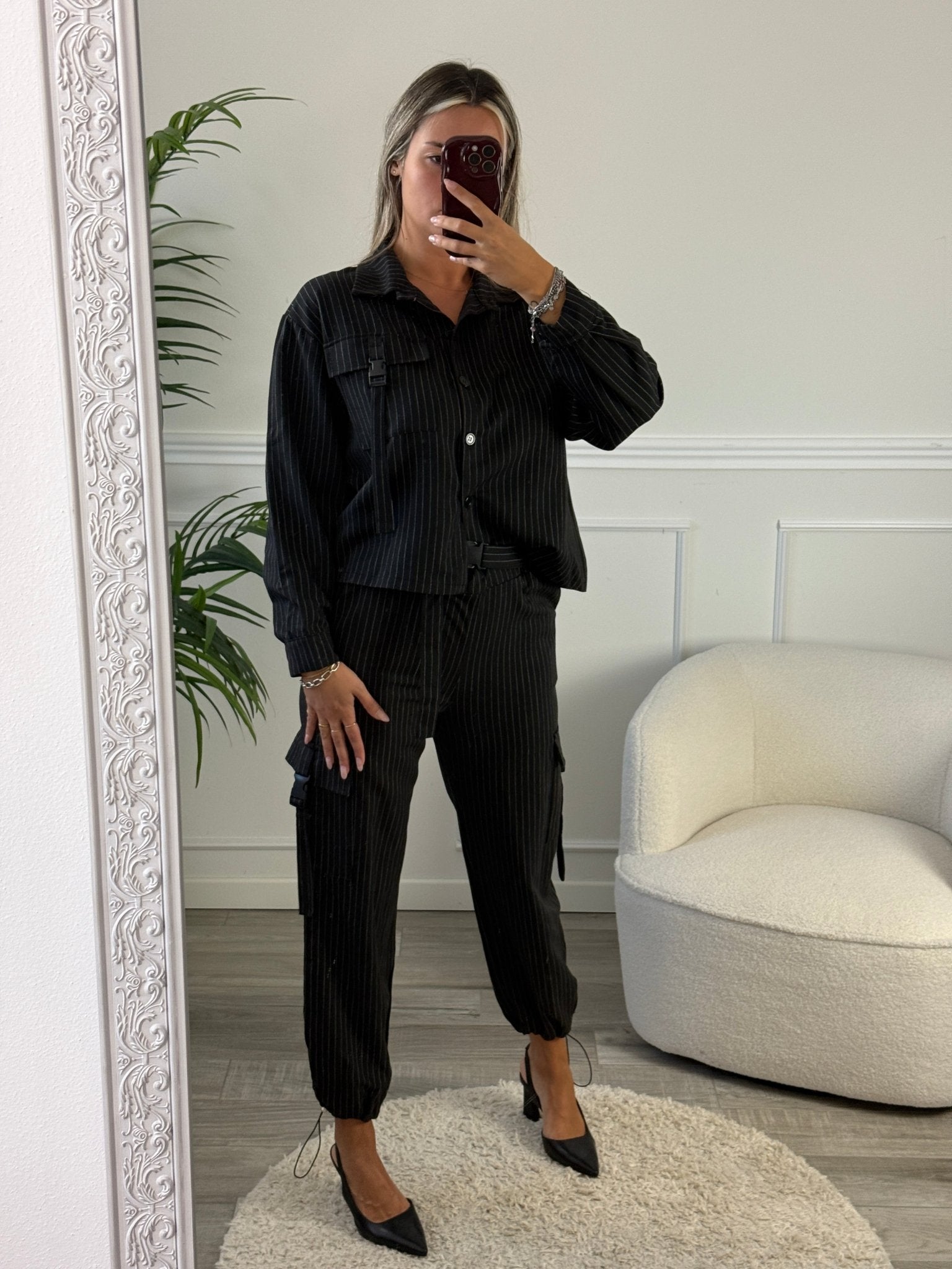 Pantaloni cargo a righe effetto gessato - Follie by Alice