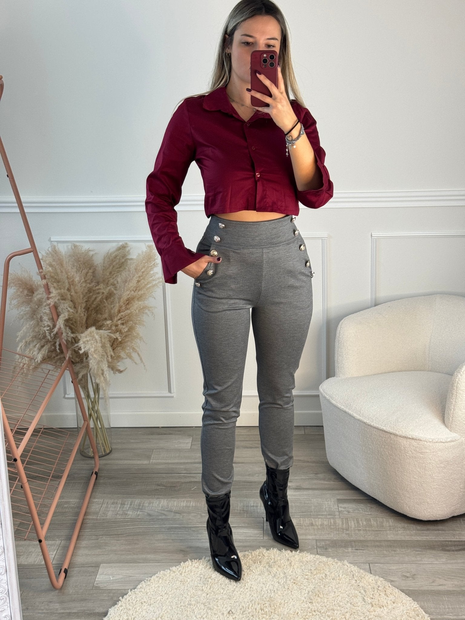 Pantaloni con bottoni gioiello - Follie by Alice