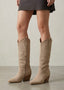 Stivali texani camperos beige scamosciati con tacco western SEDONA - Follie by Alice