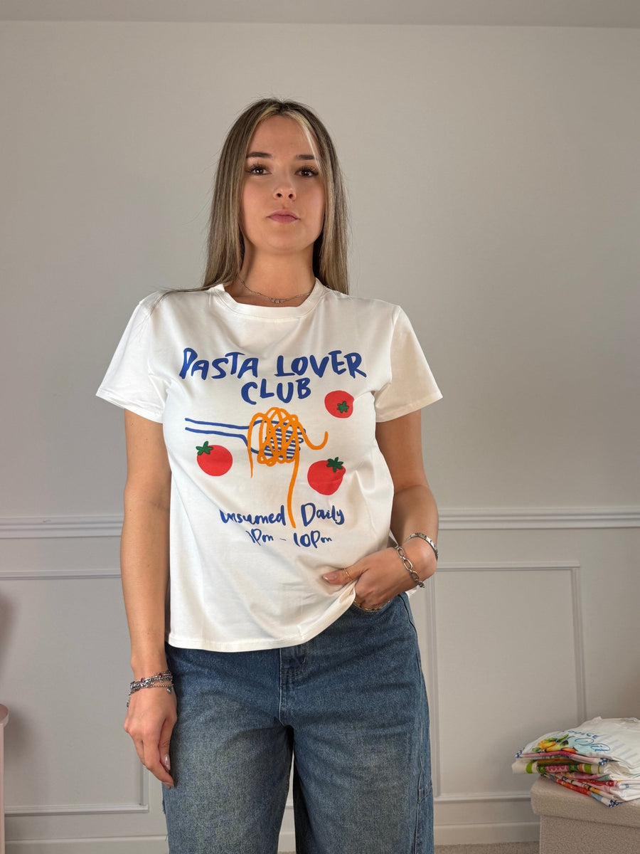 T-shirt con stampa PASTA LOVER CLUB