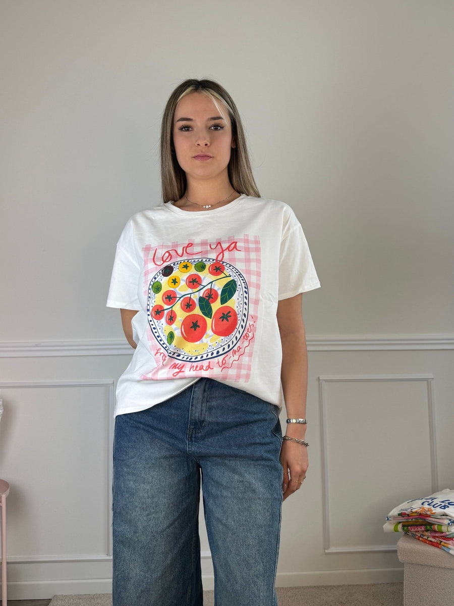 T-shirt oversize con stampa POMODORO