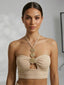 Top a costine con cut - out a goccia e anelli dorati - Follie by Alice