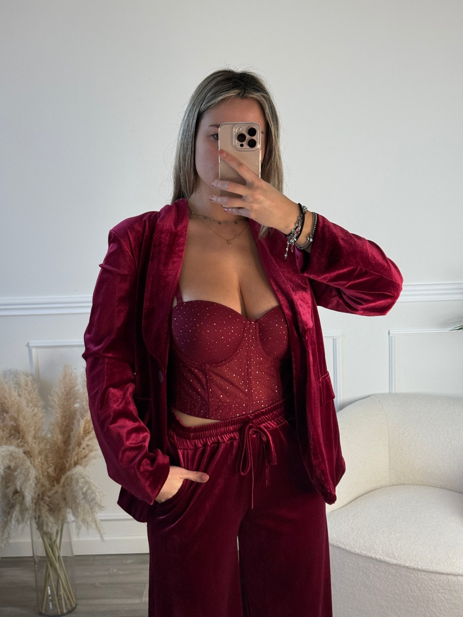 Top con coppe a conchiglia e strass gioiello - Follie by Alice