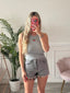 Top corto a costine con ciliegie ricamate - Follie by Alice