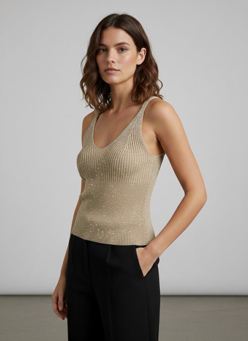 Top oro in maglia effetto glitterato - Follie by Alice