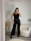 Tuta jumpsuit metallizzata con maxi paillettes gioiello - Follie by Alice