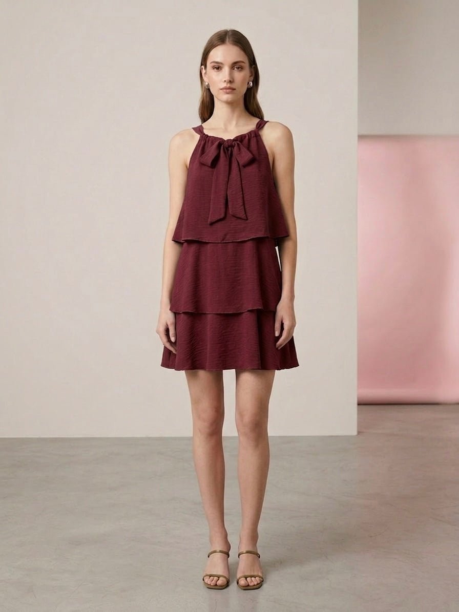 Vestitino a balze effetto lino