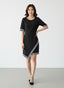 Vestitino nero con maniche corte e orli pied - de - poule - Follie by Alice