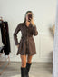 Vestito chemisier in suede con bottoni dorati e cintura - Follie by Alice