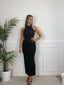 Vestito lungo a collo alto con orli in pizzo ONYX - Follie by Alice