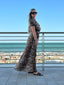 Vestito lungo caftano kimono animalier con cintura - Follie by Alice
