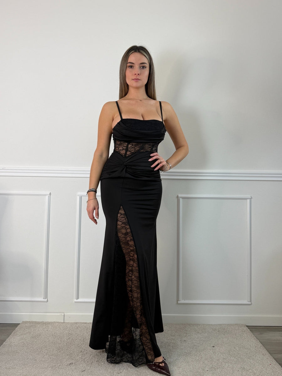 Vestito Diana lungo con corpetto bustier in pizzo