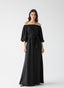Vestito lungo in raso a fascia con maniche 3/4 a palloncino - Follie by Alice