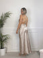 Vestito lungo in raso con schiena scoperta con gioiello di strass REFLECT - Follie by Alice
