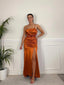 Vestito lungo in raso con scollo a cascata JADE - Follie by Alice