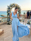 Vestito lungo in raso con scollo a V e cintura con strass - Follie by Alice