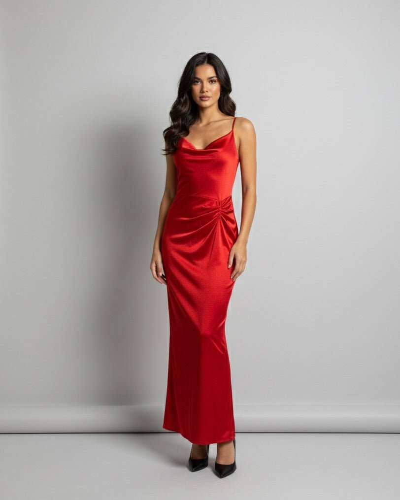 Vestito lungo in raso con spacco profondo - Follie by Alice