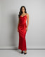 Vestito lungo in raso con spacco profondo - Follie by Alice