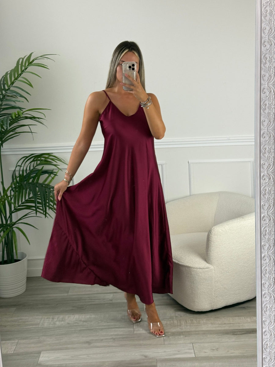 Vestito lungo in raso SILKEN