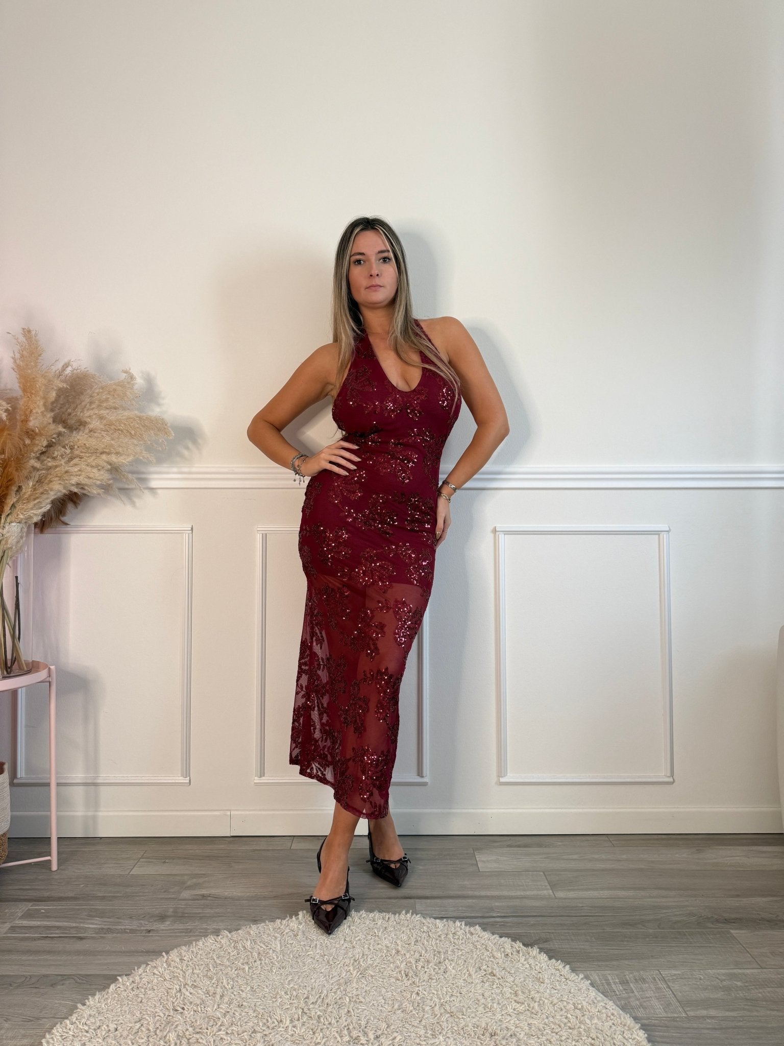 Vestito lungo velato con paillettes EDEN - Follie by Alice