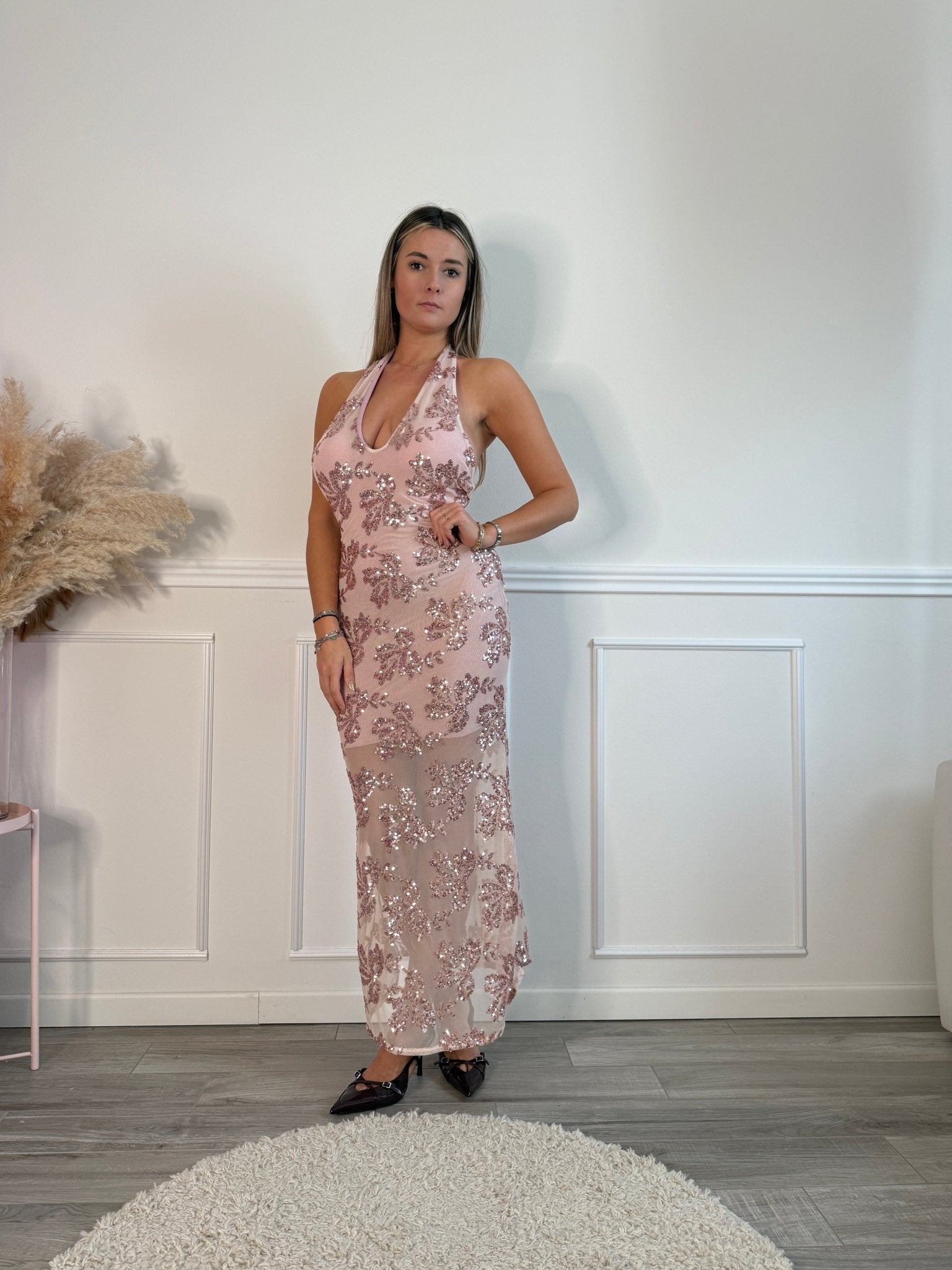 Vestito lungo velato con paillettes EDEN - Follie by Alice