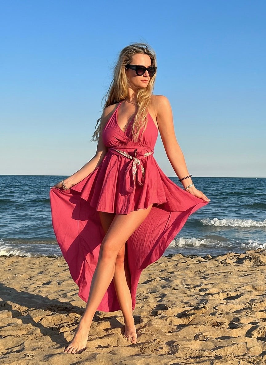 Vestito princess fucsia con cintura