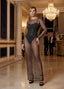Vestito velato a maniche lunghe con strass gioiello - Follie by Alice