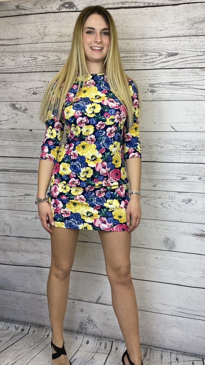 Abito corto con zip e fantasia floreale - Follie by Alice