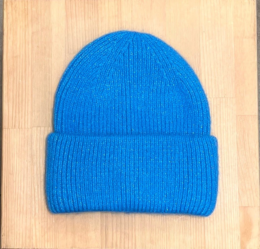Berretto azzurro brillante con glitter